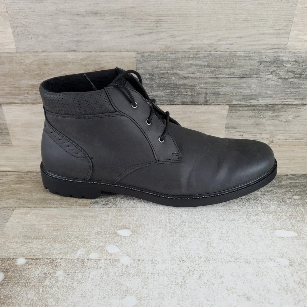 Nunn Bush Delton Mens Chukka Boot Sz 14 M Black Leather Lace Up Plain Toe Ankle
